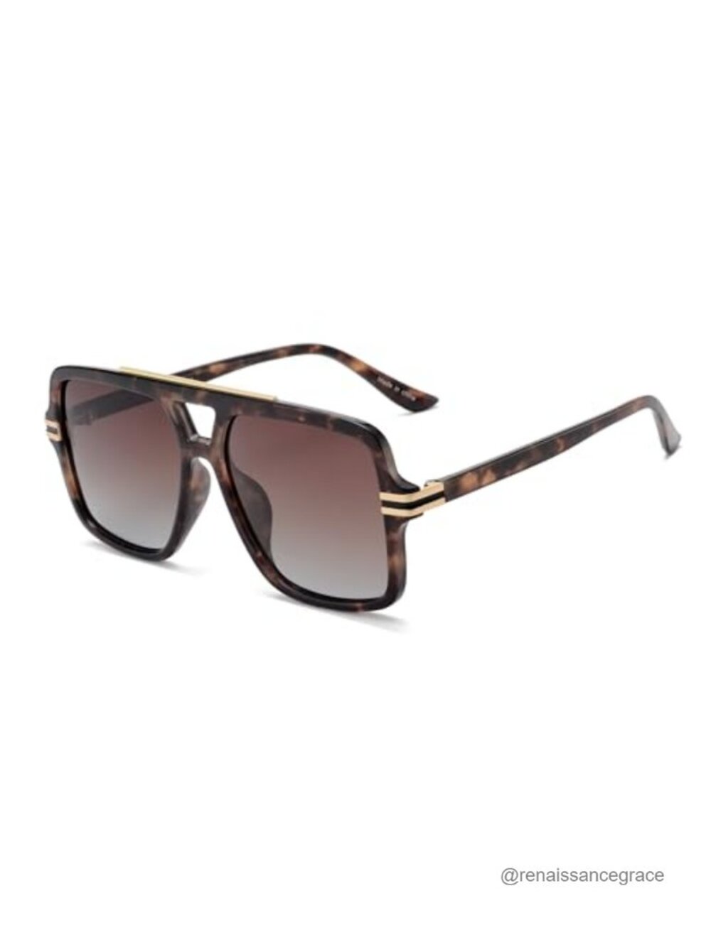 Retro Oversized Polarized Square Sunglasses UV Protection